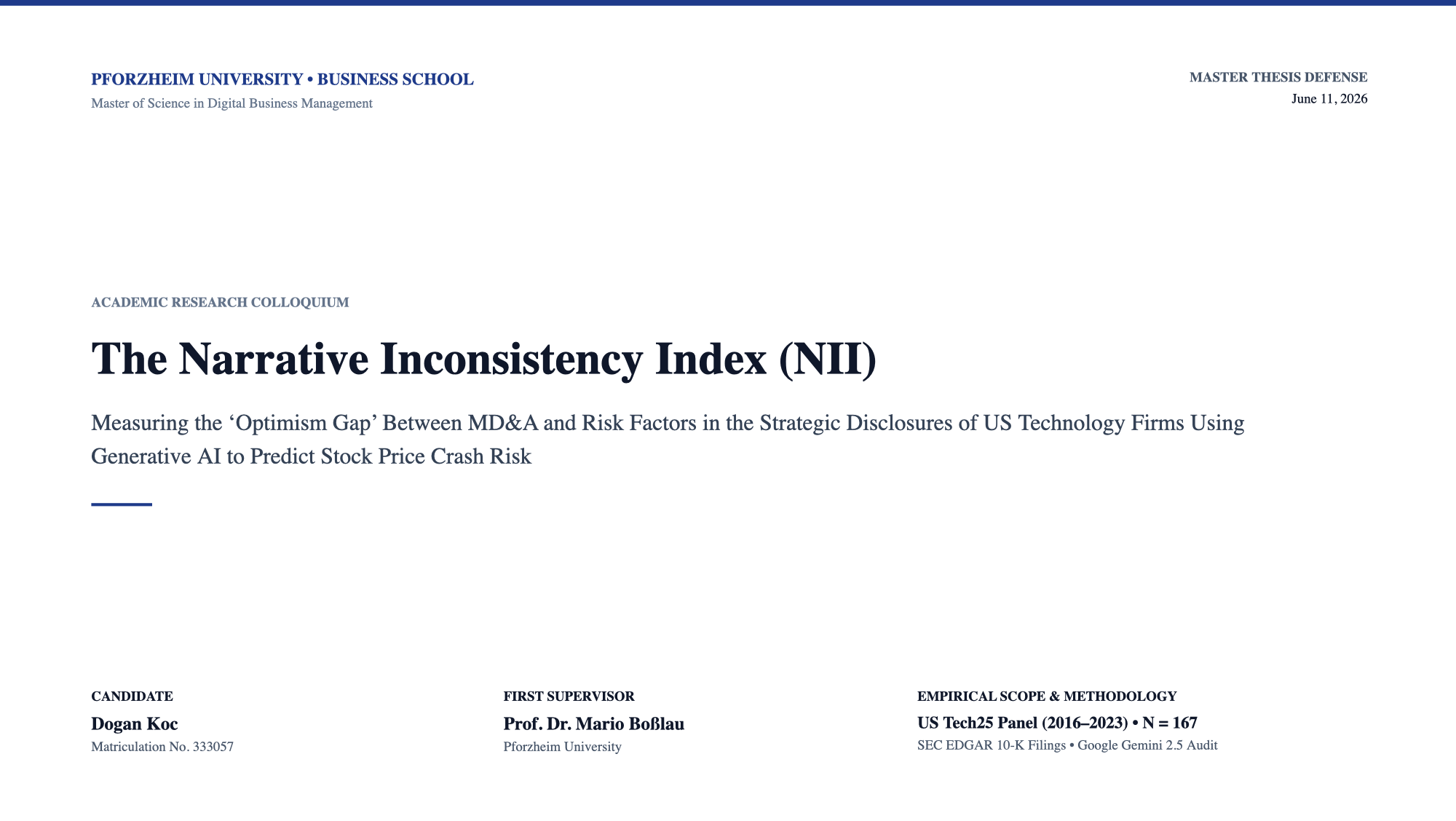 Narrative Inconsistency Index & SEC Audit